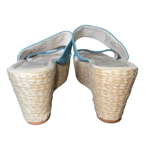 Elizabeth and James Blue Suede Wedge Espadrille Sandals Platform - Picture 7 of 9